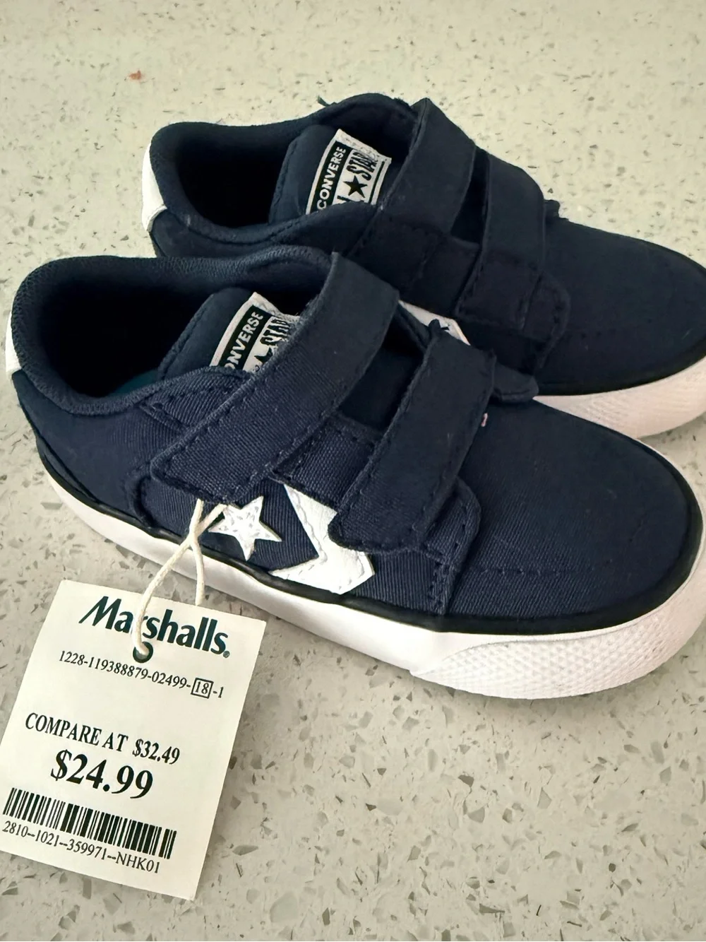 Converse Kids Navy and White Velcro Canvas Sneakers